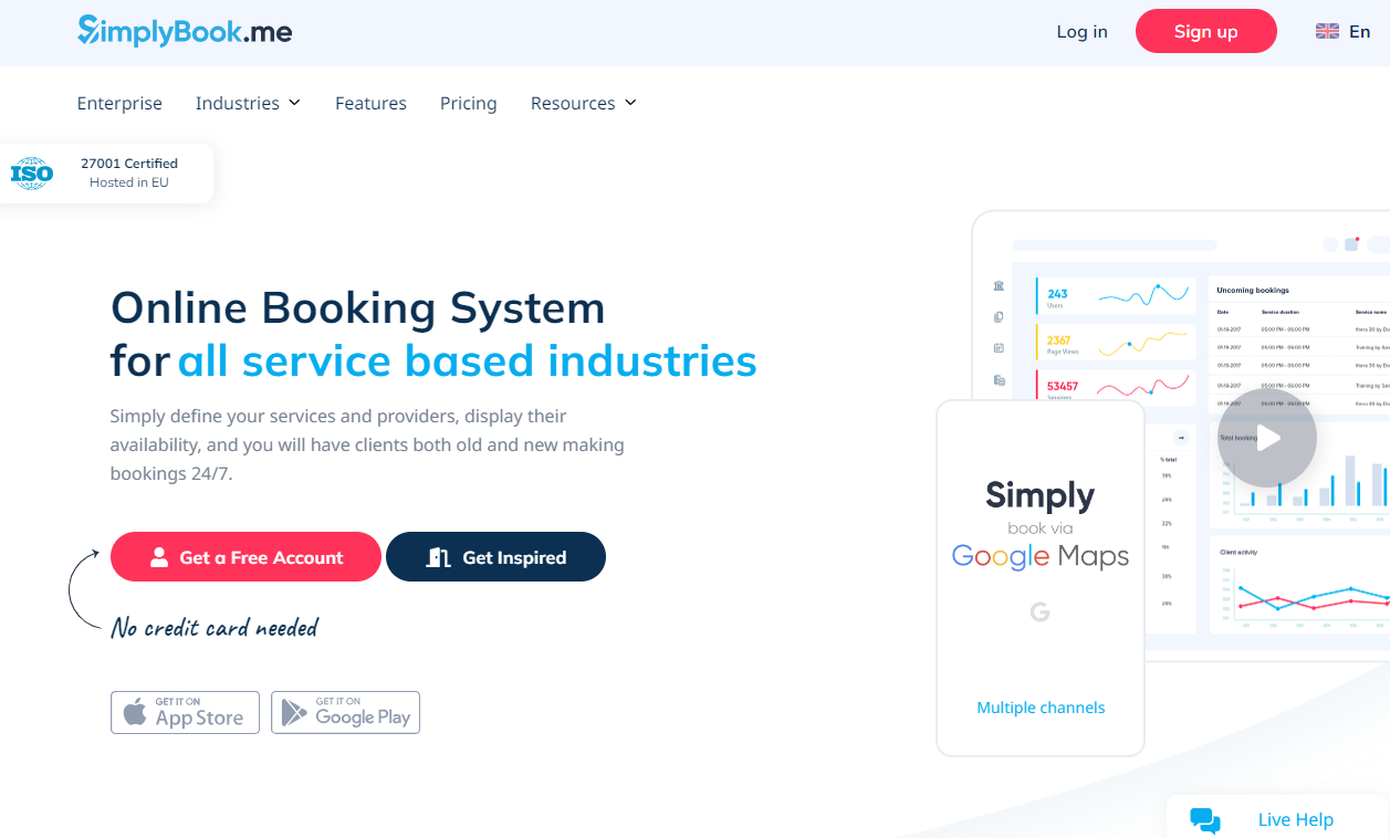Simplybook.me homepage