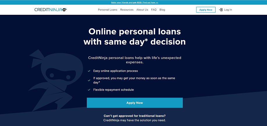 CreditNinja homepage