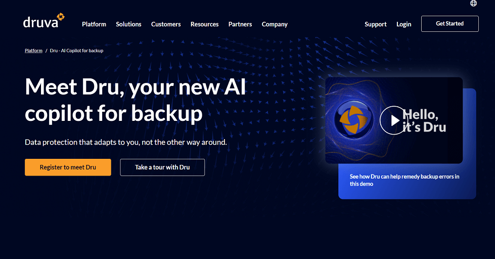 Dru AI Copilot for backup