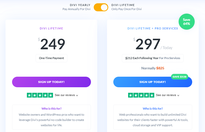 Divi pricing lifetime