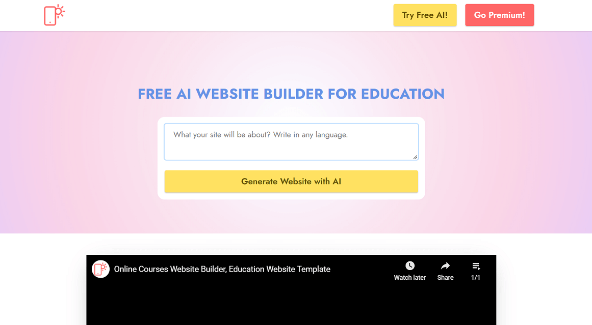 Mobirise AI Website Builder for Education