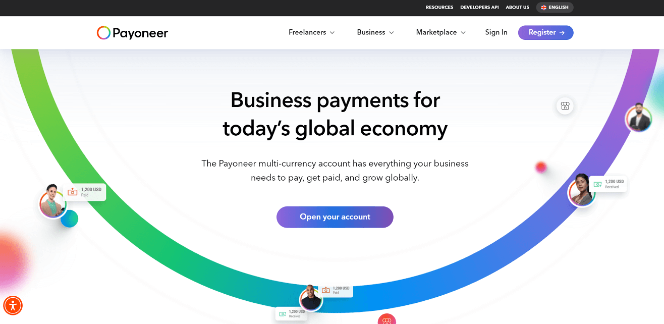Payoneer homepage