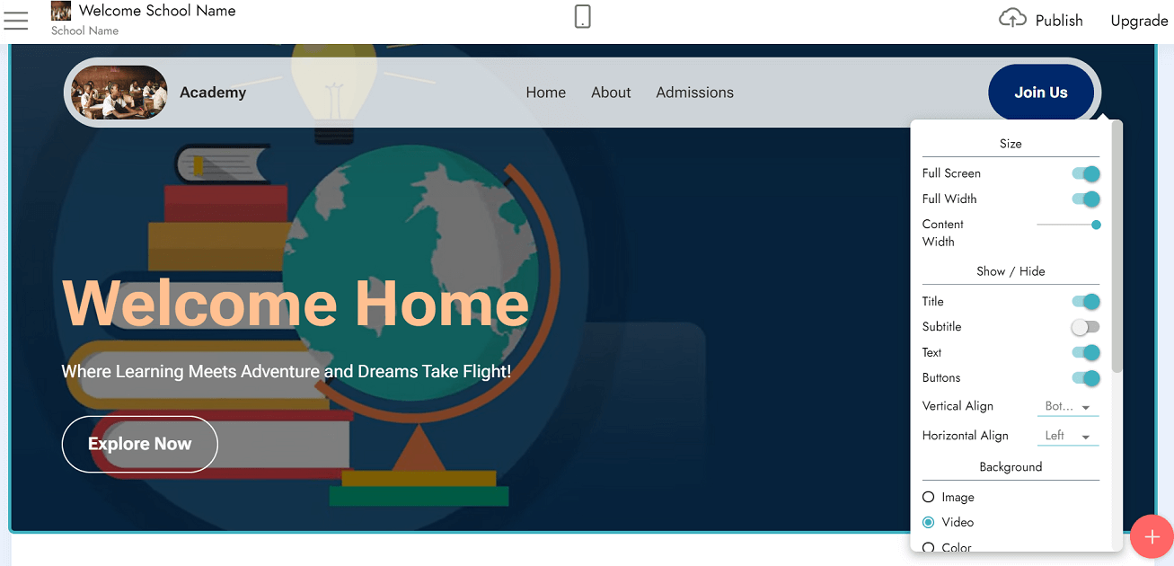 School site created with Mobirise AI