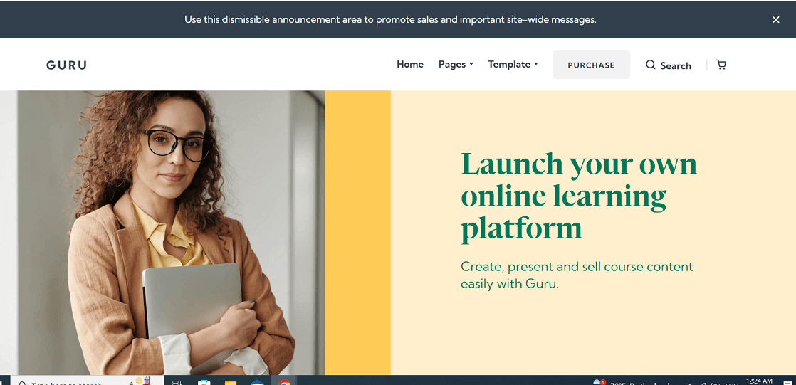 Guru template on Webflow