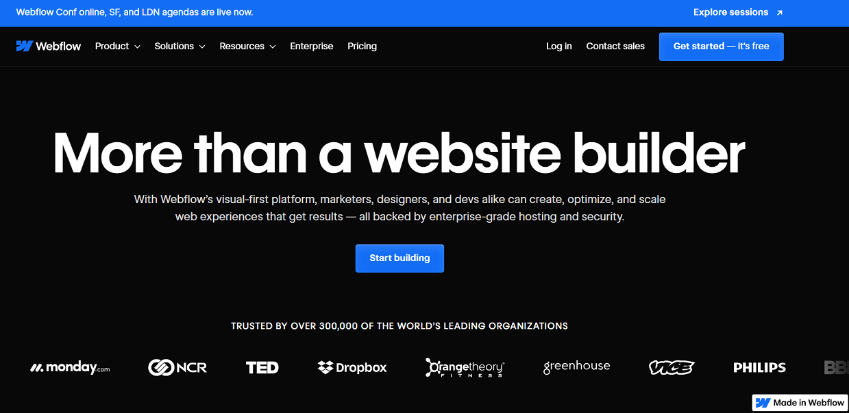 Webflow homepage