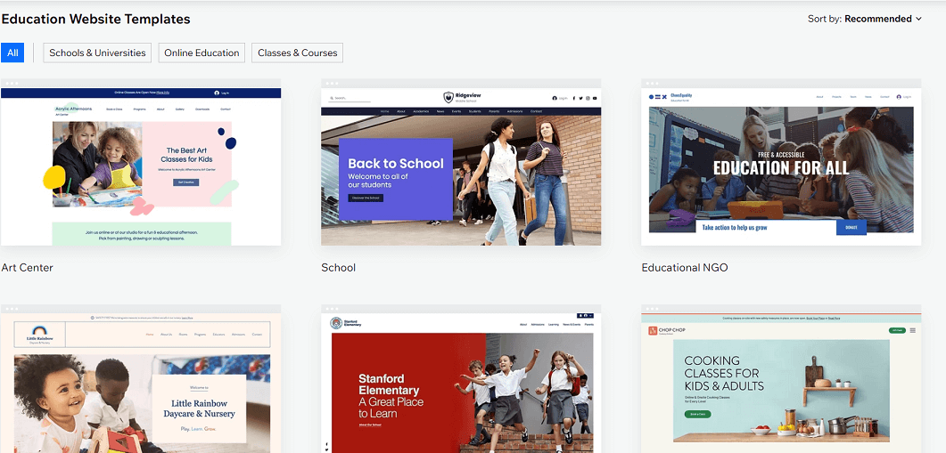 Education Website Templates on Wix