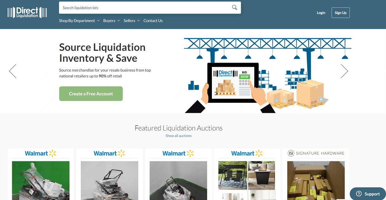Direct Liquidation homepage