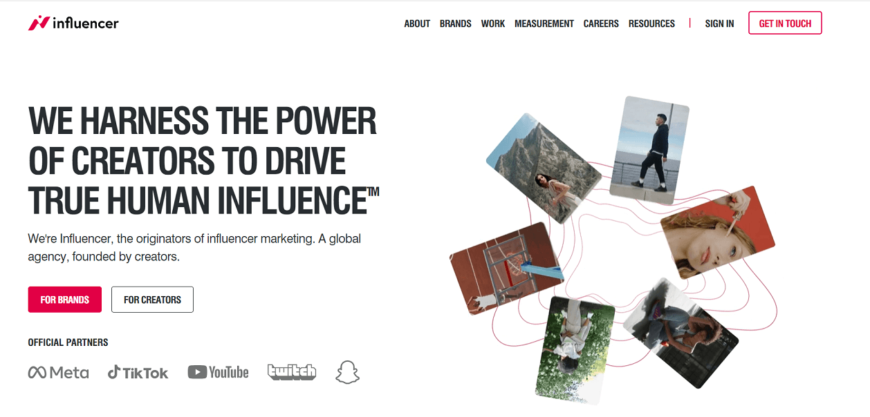 Influencer Global Agency homepage