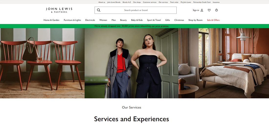 John Lewis Services page