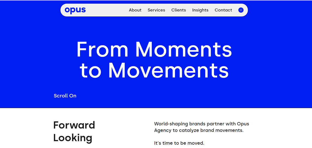 Opus Agency homepage