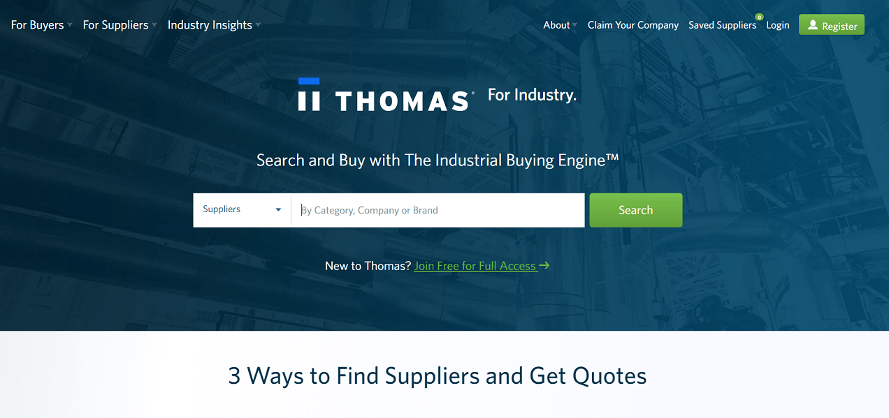 Thomasnet homepage