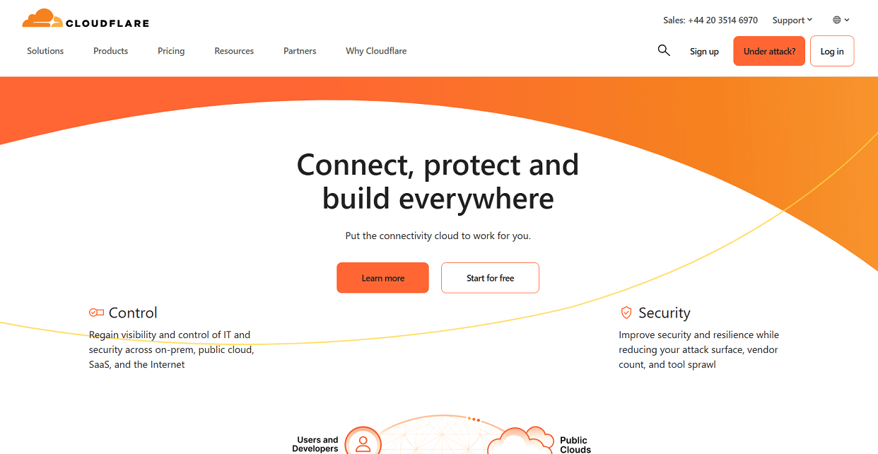 Cloudflare homepage