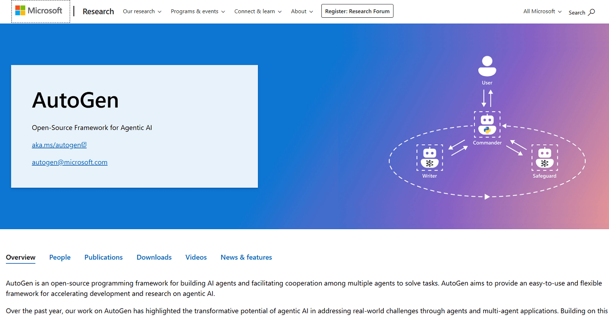 Microsoft AutoGen homepage