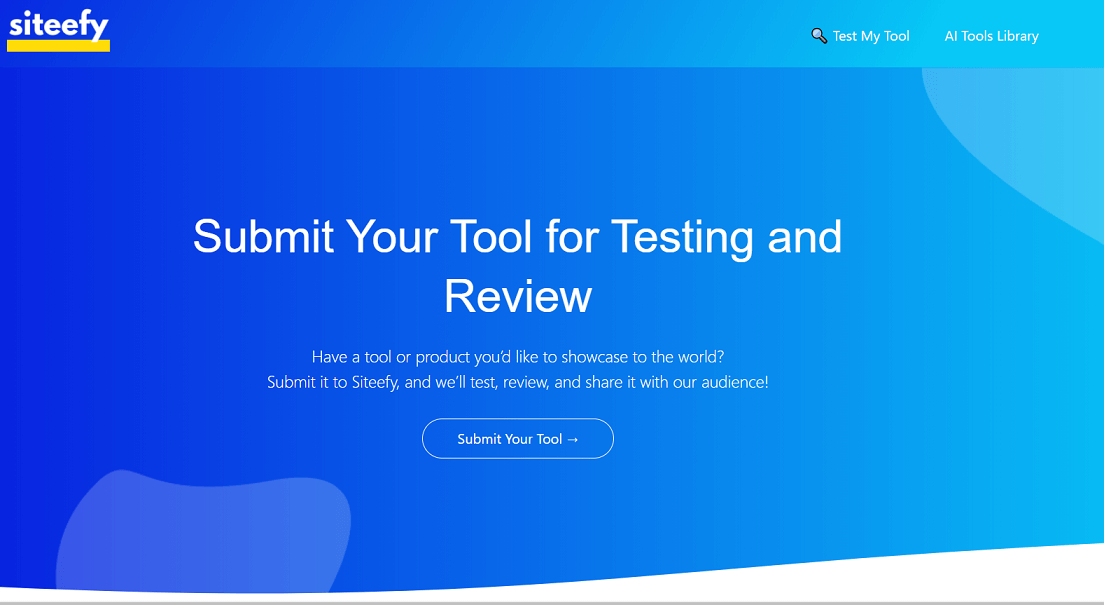 Siteefy's Test Your Tool page