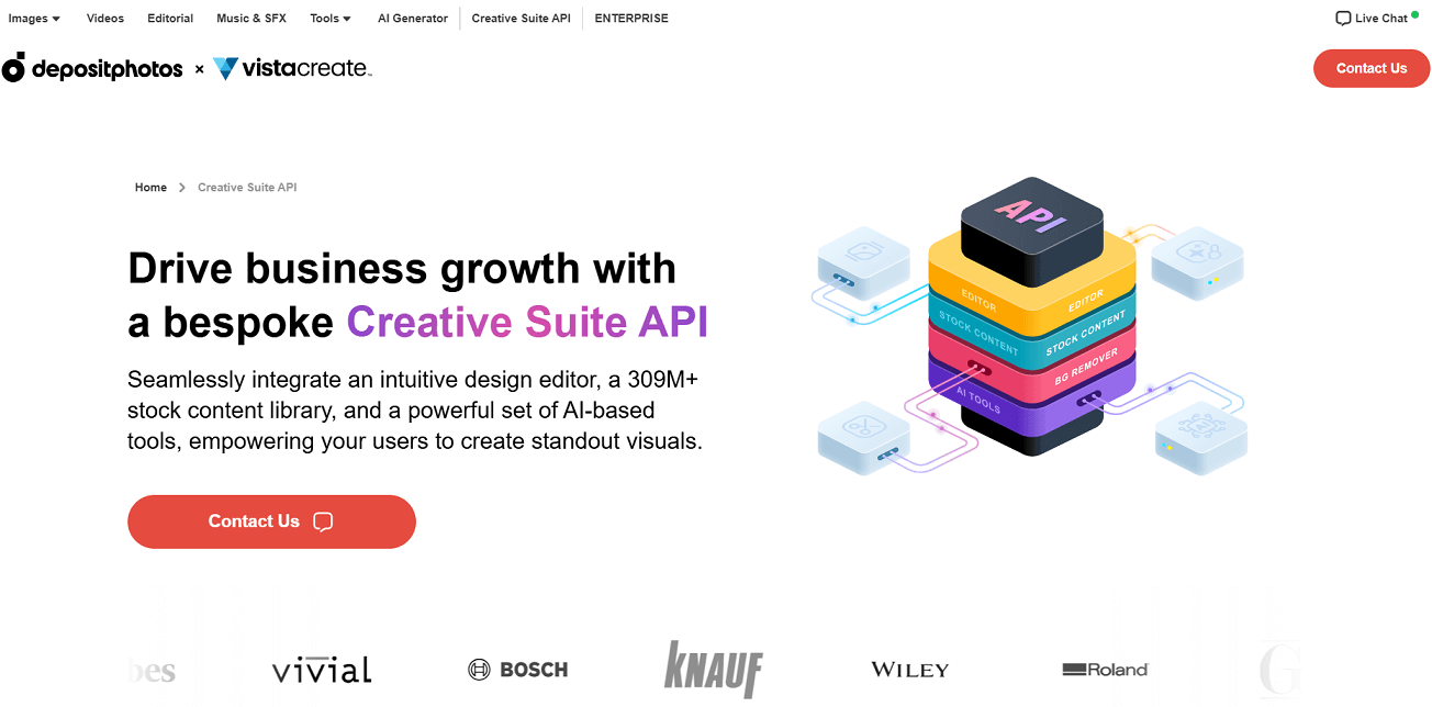 Depositphotos Creative Suite API page