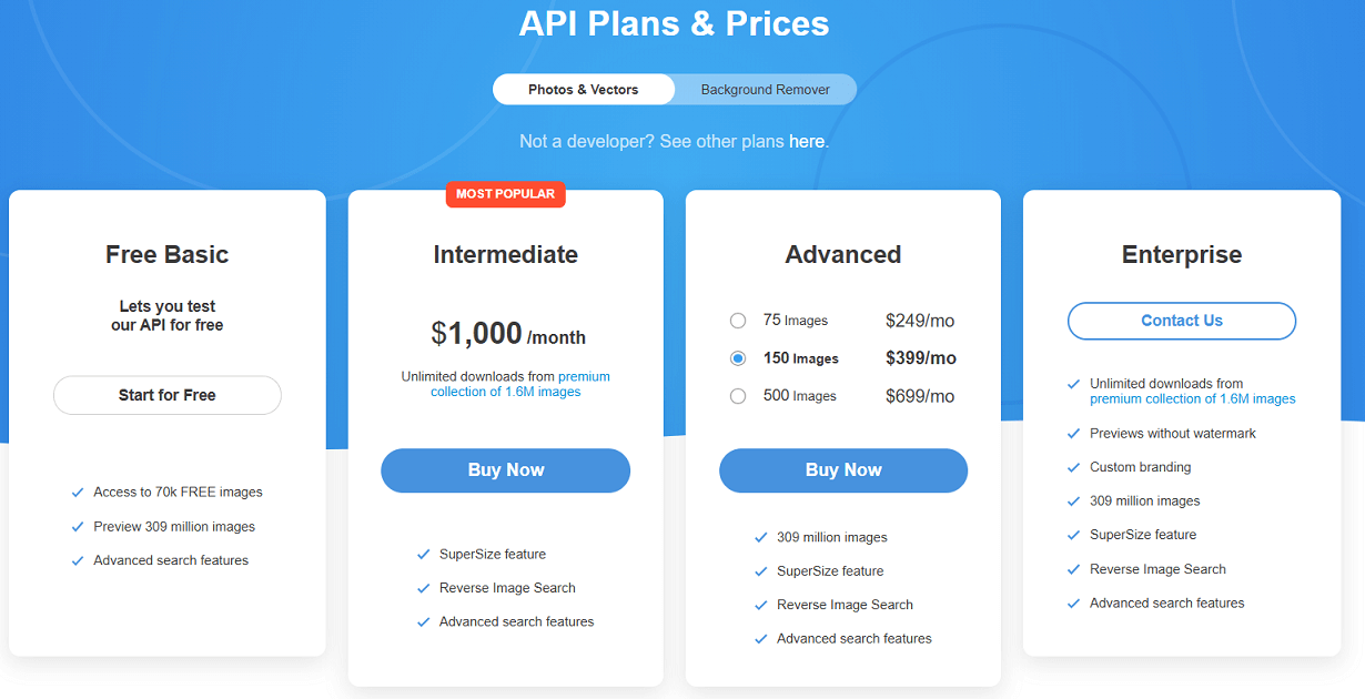 Depositphotos API pricing