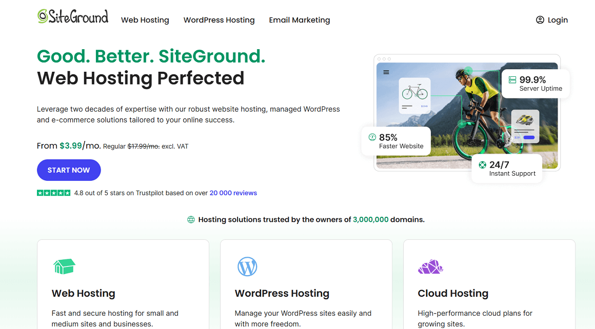 SiteGround homepage