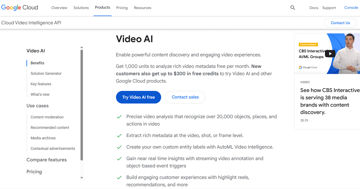 Google Video AI features