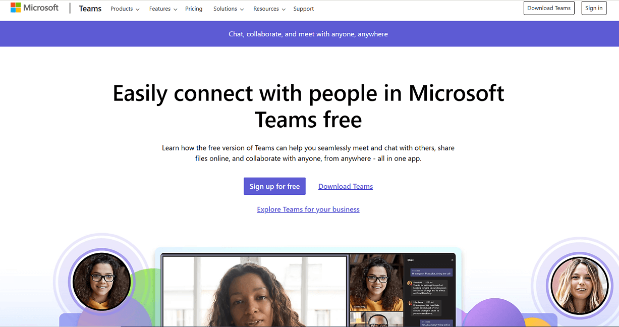 Microsoft Teams homepage