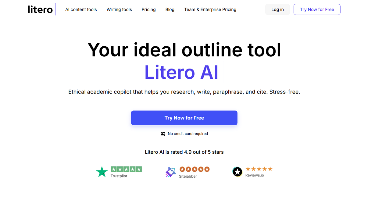 Litero AI Outline Generator page