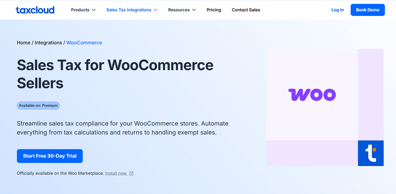 TaxCloud WooCommerce integration page