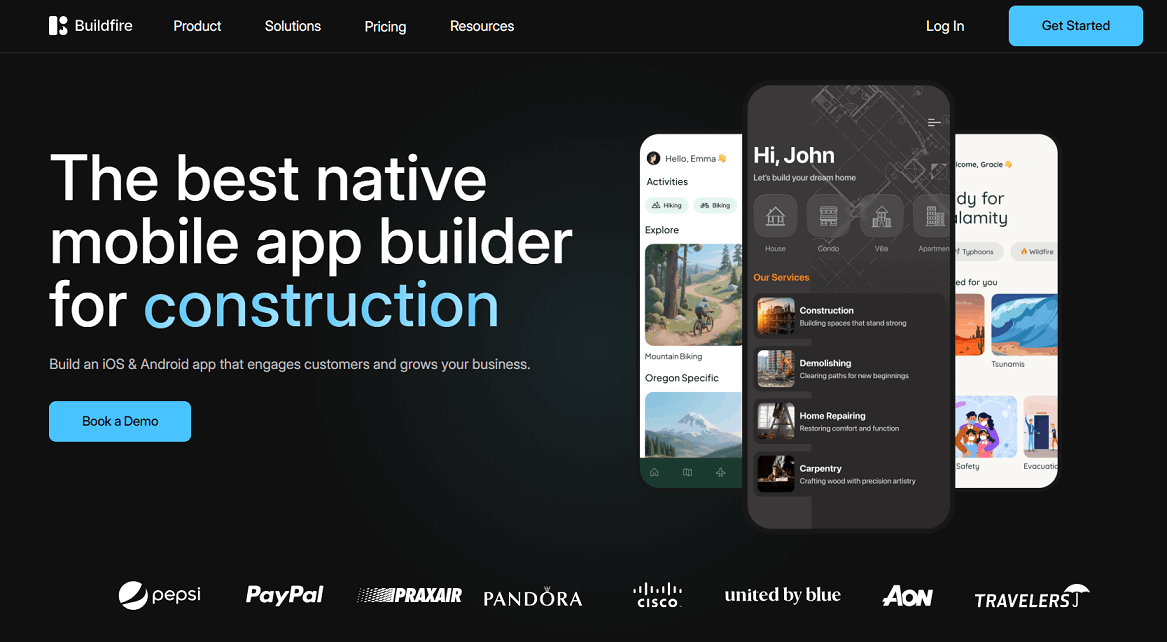 Buildfire homepage