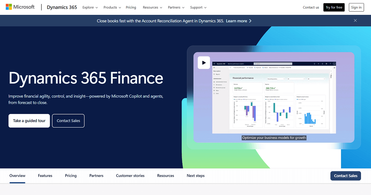 Microsoft Dynamics 365 page