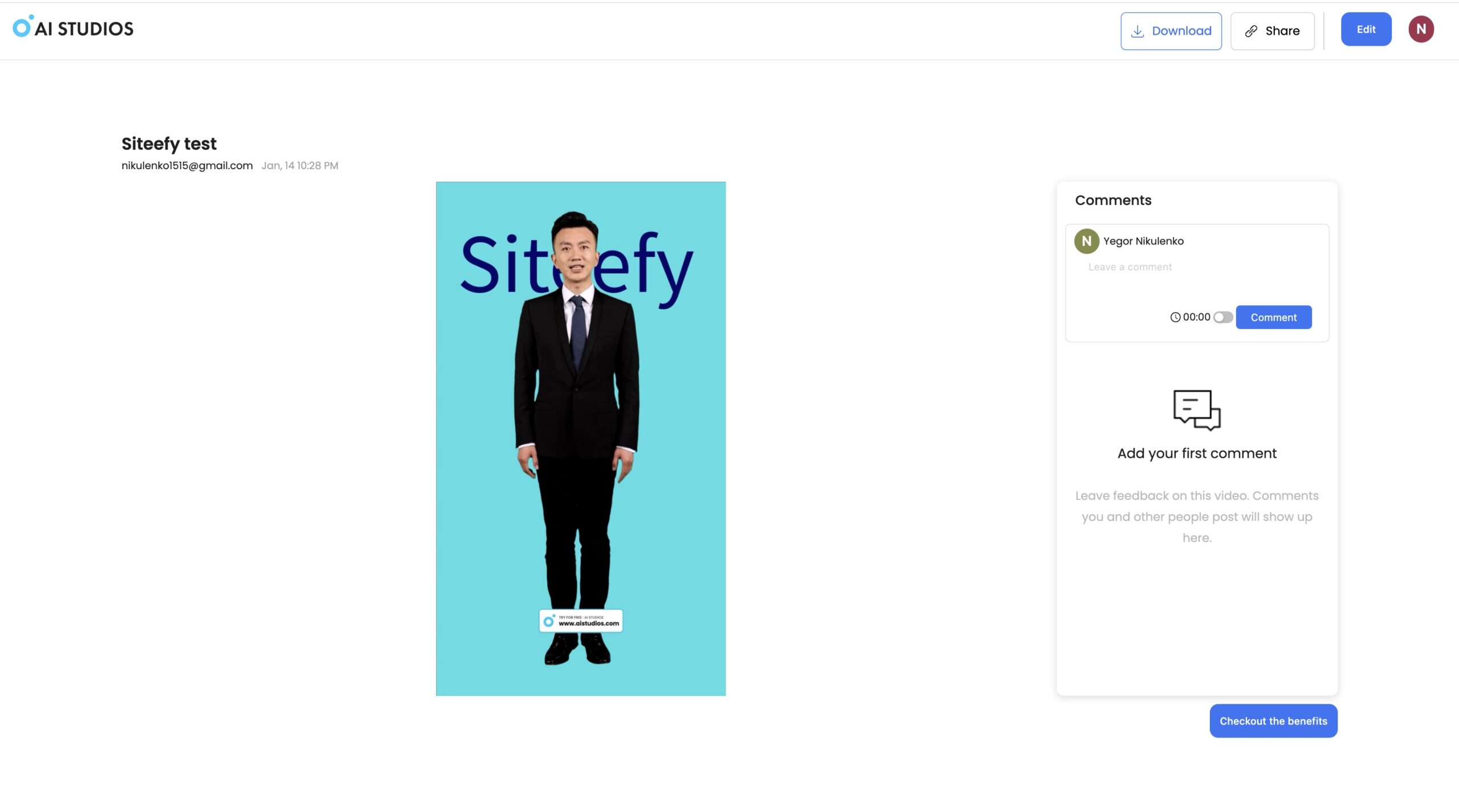 AI Studios exporting process