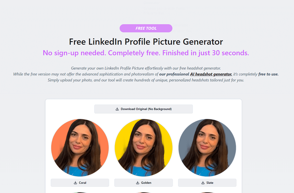 AI SuitUp LinkedIn Profile Picture Generator results