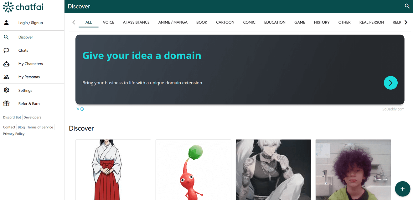 Chatfai - AI Chat with Fictional and Historical Characters | Siteefy