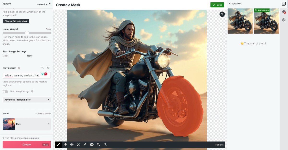 NightCafe marking specific area