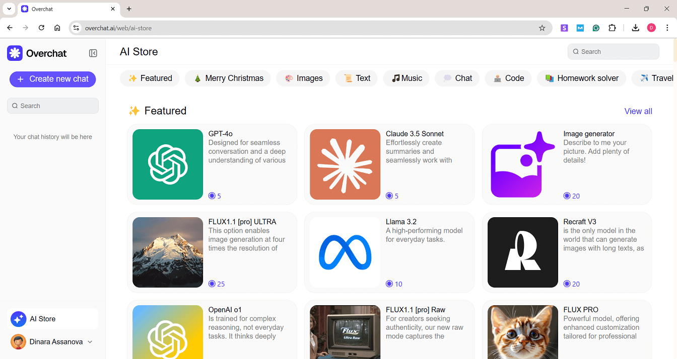 Overchat AI store