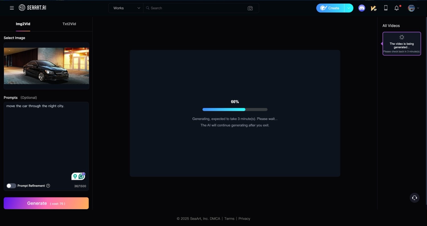 SeaArt rendering video