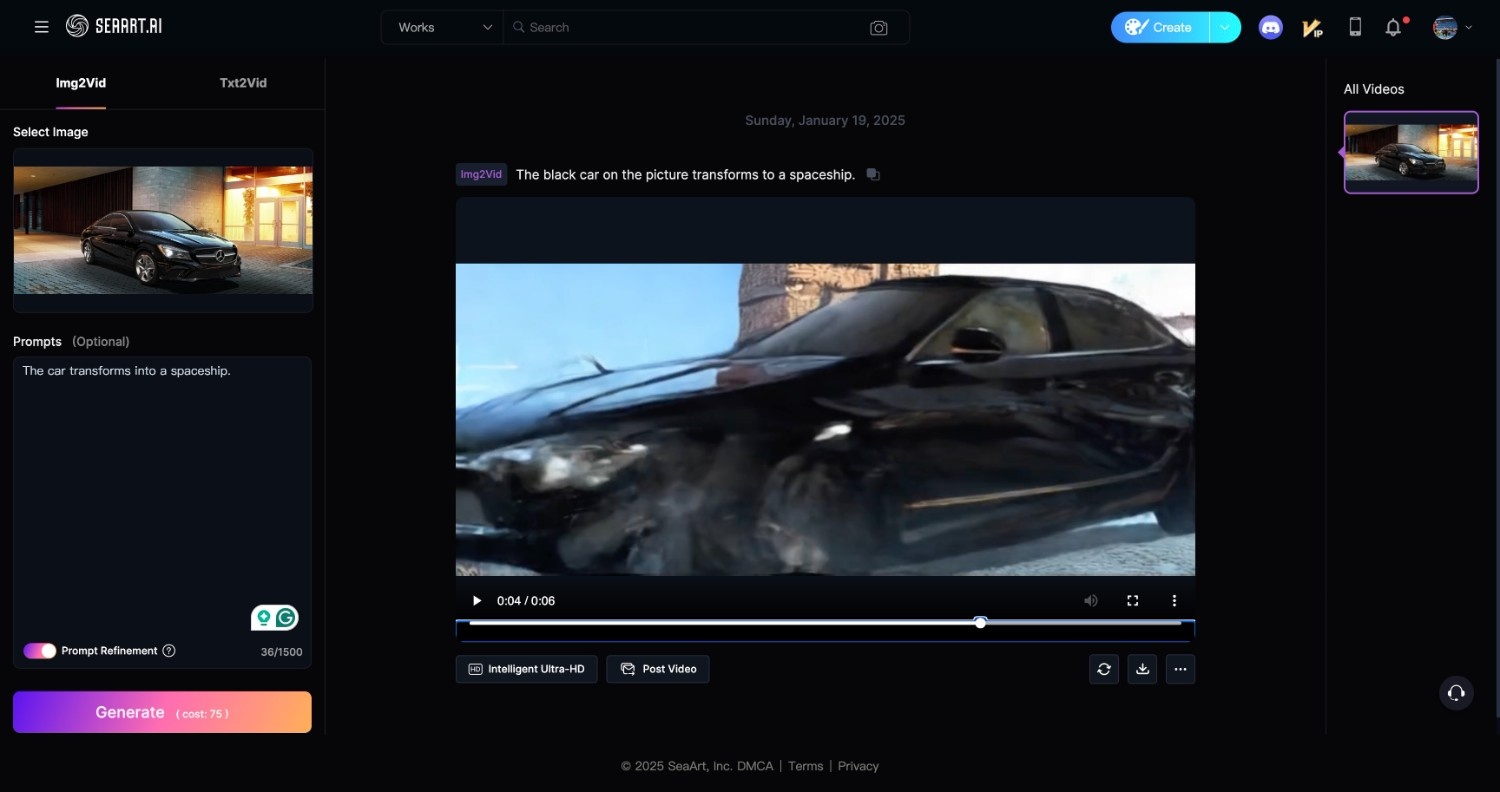 SeaArt video results