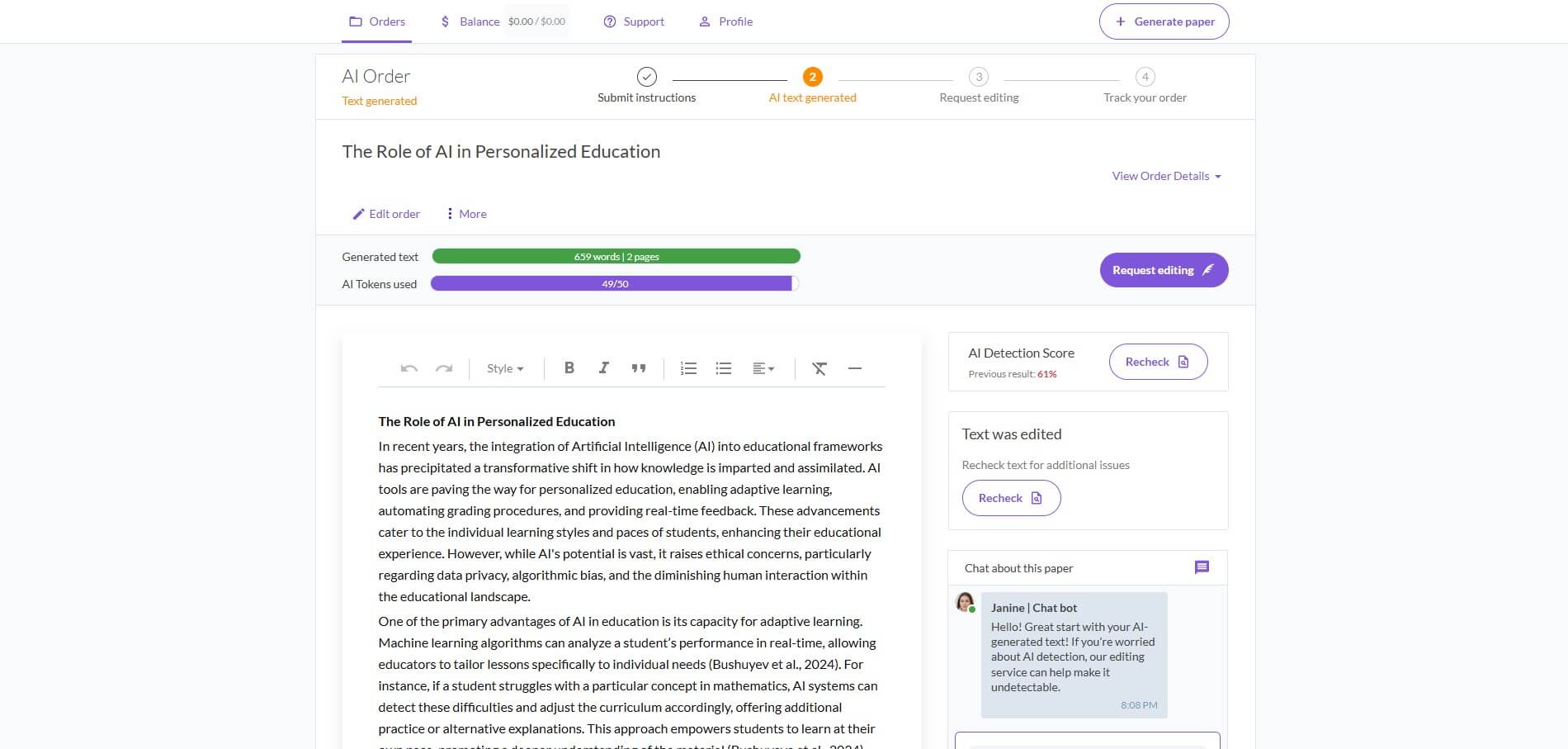 SharkWriter text generated