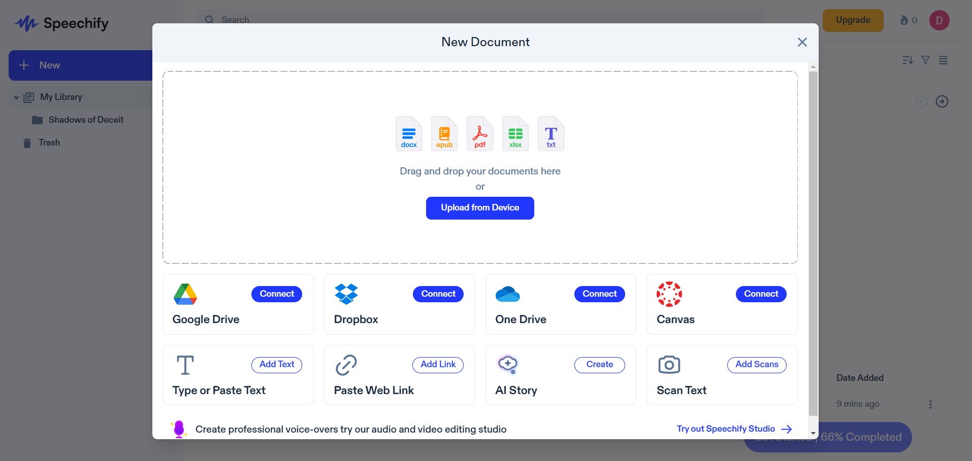 Speechify upload doc