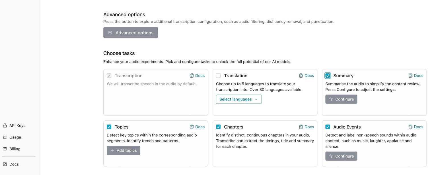 Speechmatics Customize settings